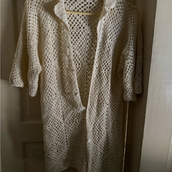 Banana Republic Cream Crochet Shirt - Picture 1 of 3